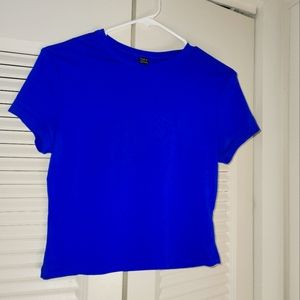 SHEIN Short Sleeve Crop Top Blue L